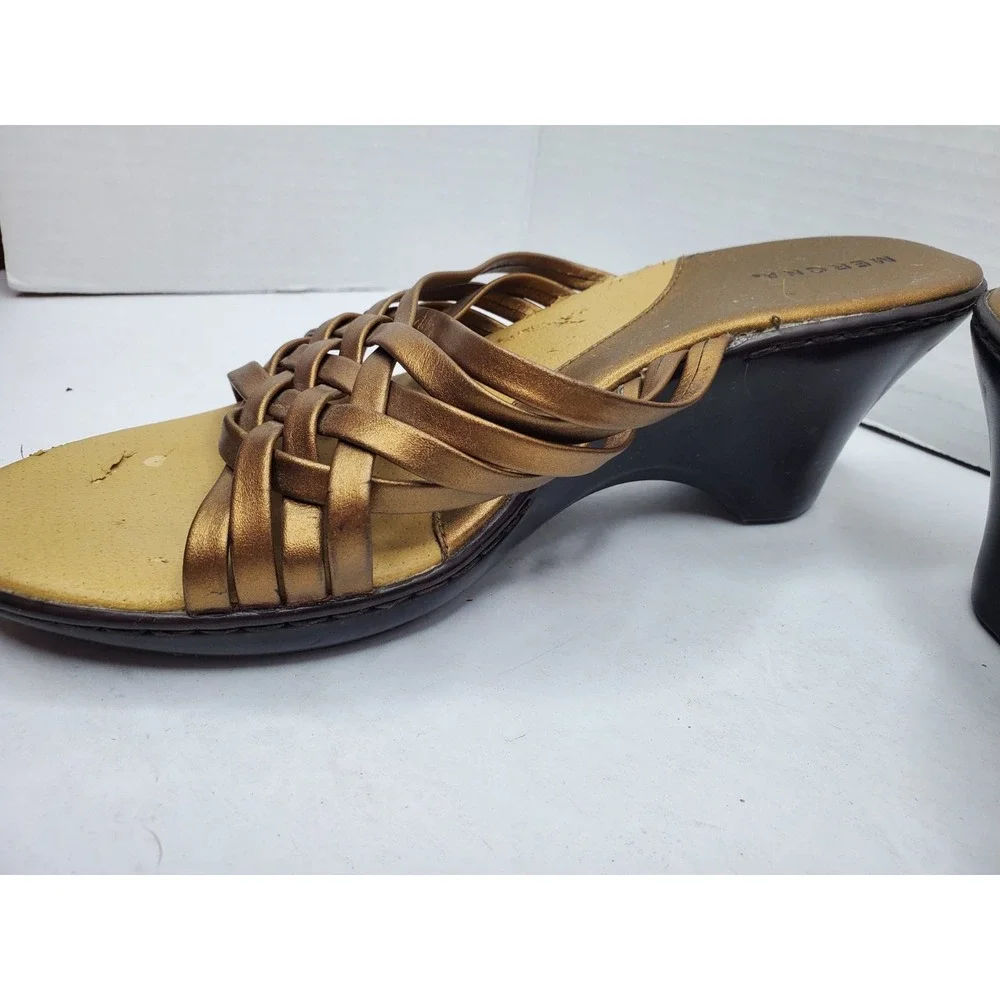 Y2K Sandals Merona Gold Small Heel Wedge‎ Size 9 Fast Shipping